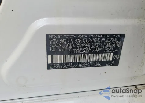 2011 Lexus Is 250 z USA, uszkodzony, nr VIN JTHBF5C2XB5140708